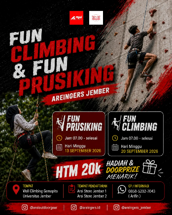 Fun Climbing & Fun Prusiking Areingers Jember 2026: Seru, Aman, dan Penuh Tantangan di FKIP UNEJ