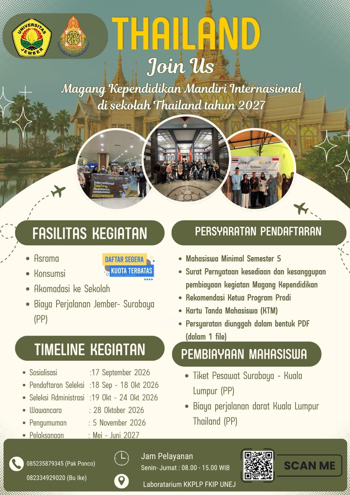 UNEJ Buka Kesempatan Magang Kependidikan Internasional di Sekolah Thailand 2027